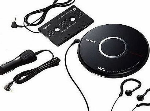 Sony DE-J017CK CD Player Walkman [ Factory Refurbished ] with Car Accessories: DC Power Cable, Cassette A
